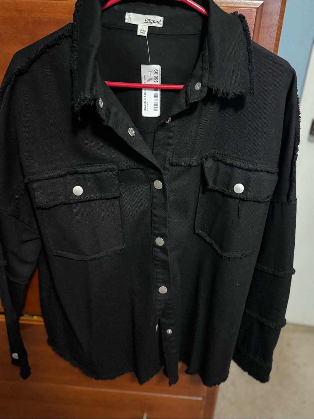 Lily Black Denim Rock n Roll Casual Jacket with Label Detail - Picture 3 of 5